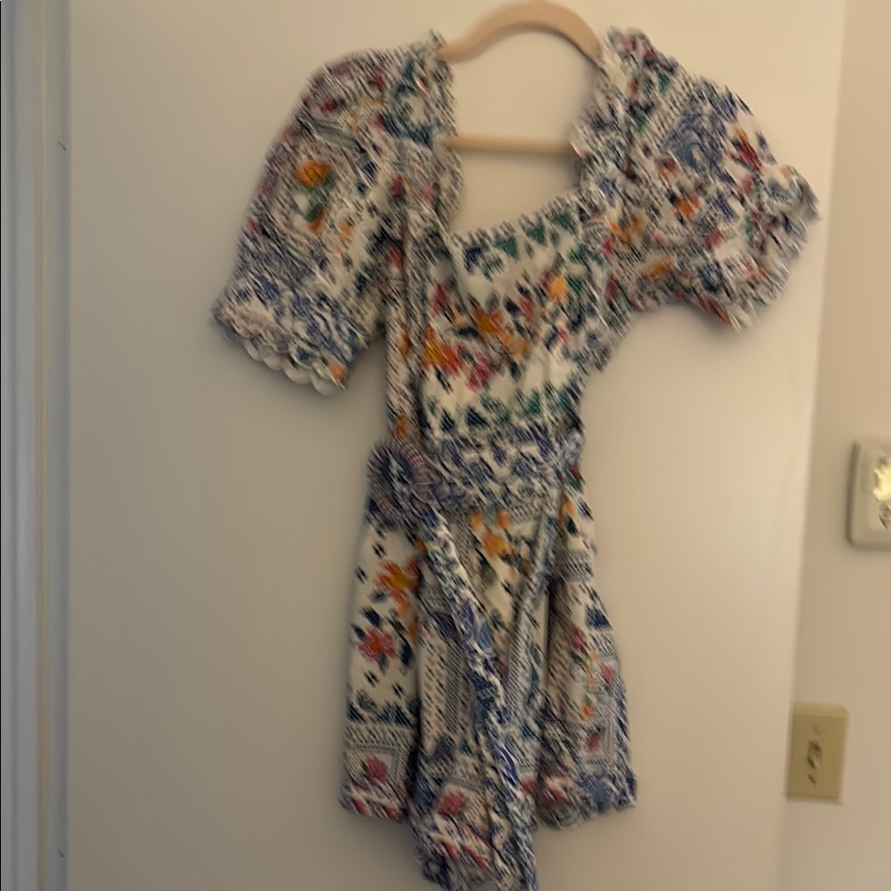 Farm Rio Floral Dress With Blue And Multicolor Accents